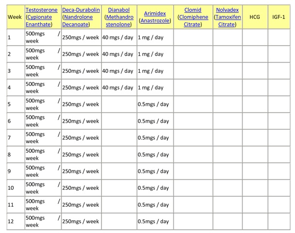 standard steroid cycle chart