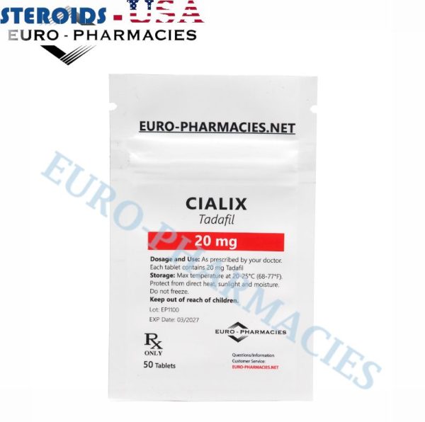Bag containing 50 pills of Cialix (Tadalafil) (20mg/tab) from Euro-Pharmacies
