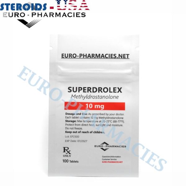 Bag containing 100 pills of Superdrolex (Methyldrostanolone) (10mg/tab) from Euro-Pharmacies