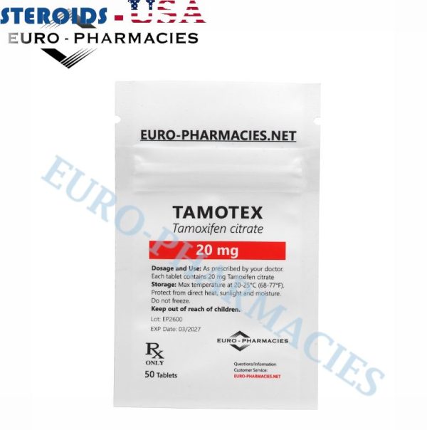 Bag containing 50 pills of Tamotex (Tamoxifen) (20mg/tab) from Euro-Pharmacies