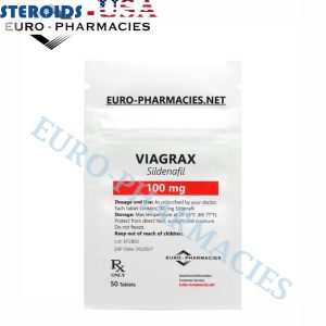 Bag containing 50 pills of Viagrax (Sildenafil) (100mg/tab) from Euro-Pharmacies