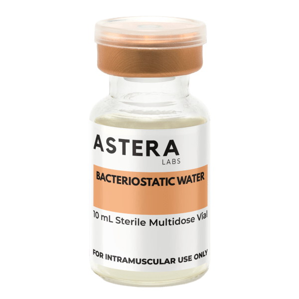 Bacteriostatic Water 10 ml by Astera Labs - Sterile solution containing 0.9% Benzyl Alcohol, used to dilute or dissolve medications for injection