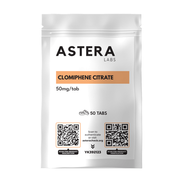 Clomiphene Citrate 50mg/tab by Astera Labs - SERM used to stimulate natural testosterone production post-cycle