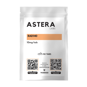 RAD140 Testolone 10 mg by Astera Labs - Selective androgen receptor modulator (SARM) for muscle growth, strength enhancement, and fat loss